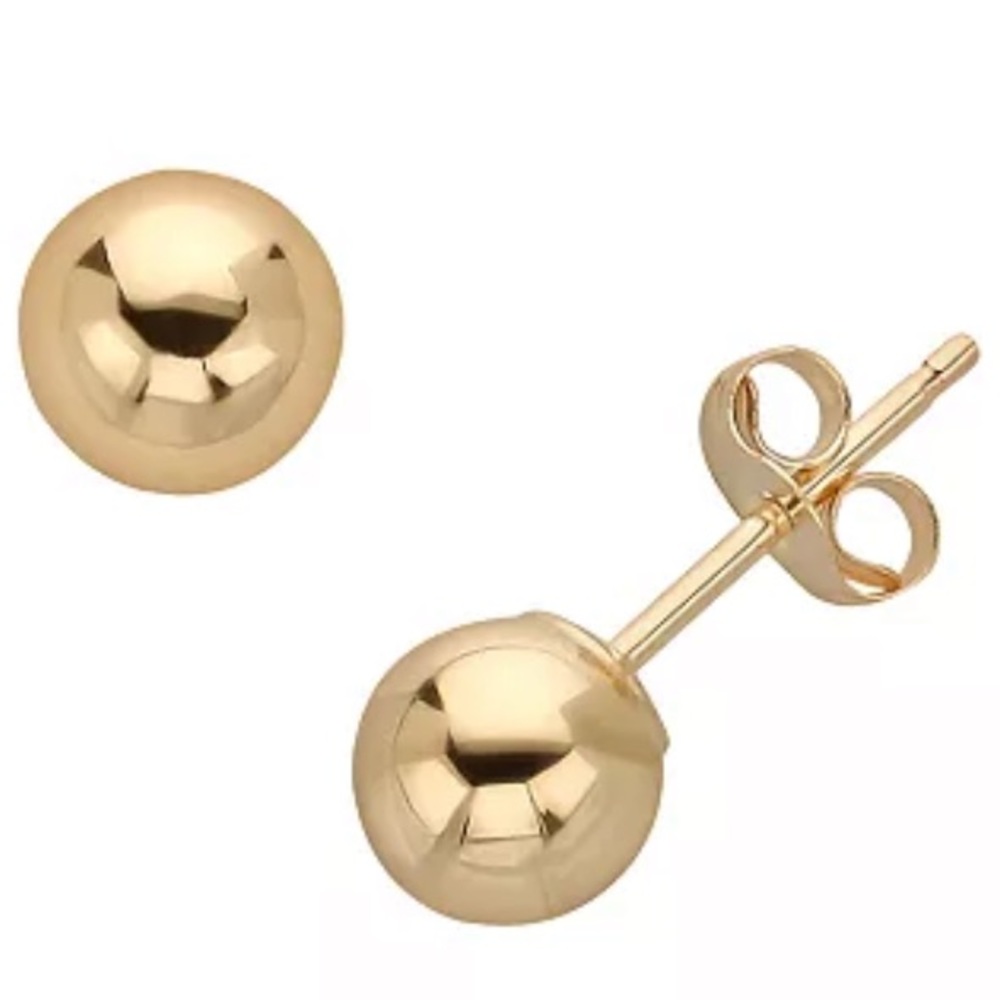 10k solid gold ball stud earrings - Picture 2 of 2